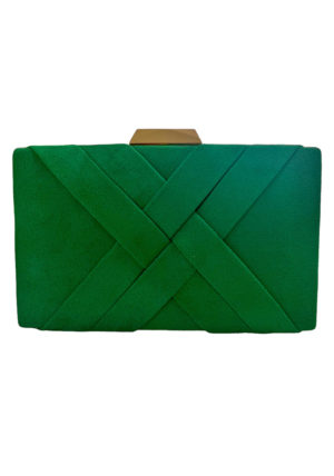 cluch cruzado verde ideal para ir monocromática o destacar con un color impactante y diferente del color del vestido ideal para buganvillas y azules